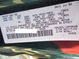 2000 TOYOTA TACOMA PRERUNNER SR5 GREEN XTRA CAB 3.4L AT 2WD Z17864 